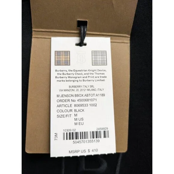 Burberry Men’s Jenson Cotton Short Sleeve T-shirt Black M 8069533